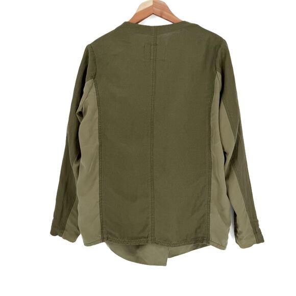 Blank NYC Draped Open Front Jacket Womens Small Olive Green Linen Blend - Picture 7 of 16